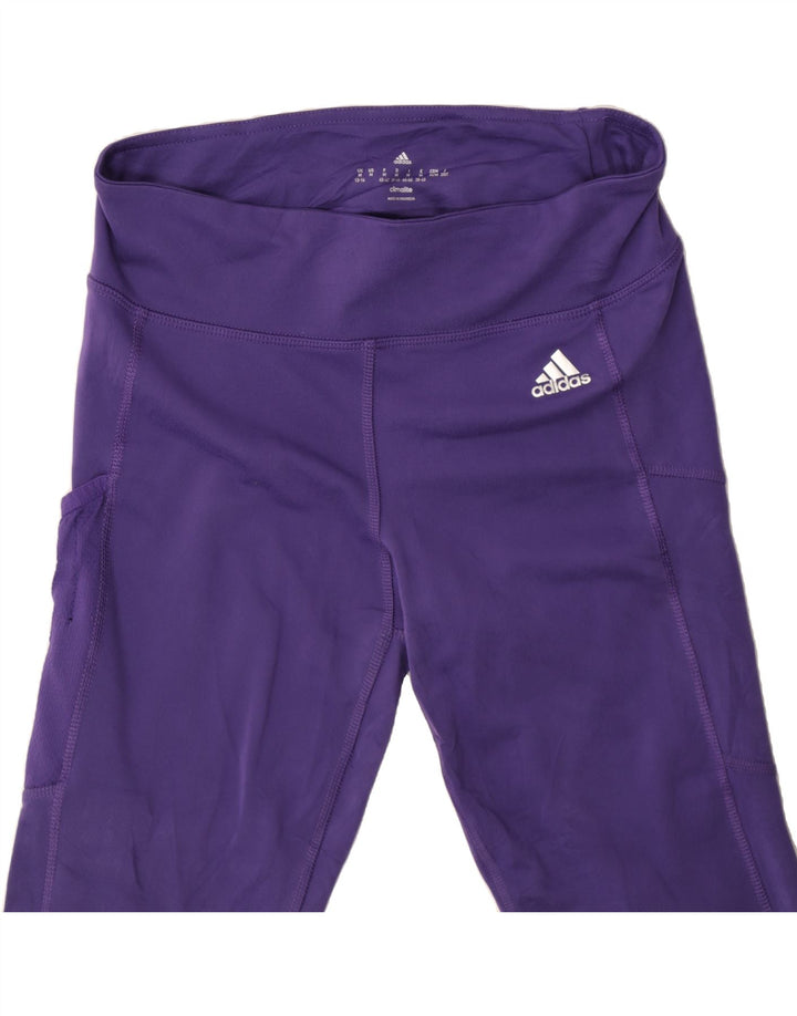 ADIDAS Womens Climalite Capri Leggings UK 12/14 Medium  Purple Polyester Vintage Adidas and Second-Hand Adidas from Messina Hembry 