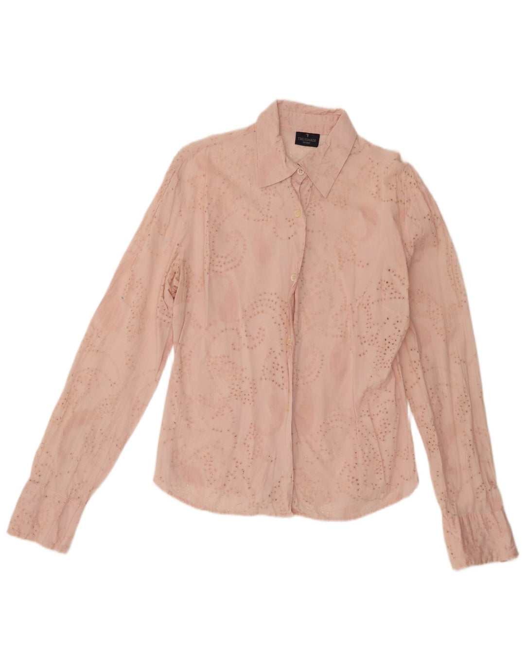 Trussardi Dame Se Through Shirt Bluse UK 14 Medium Pink