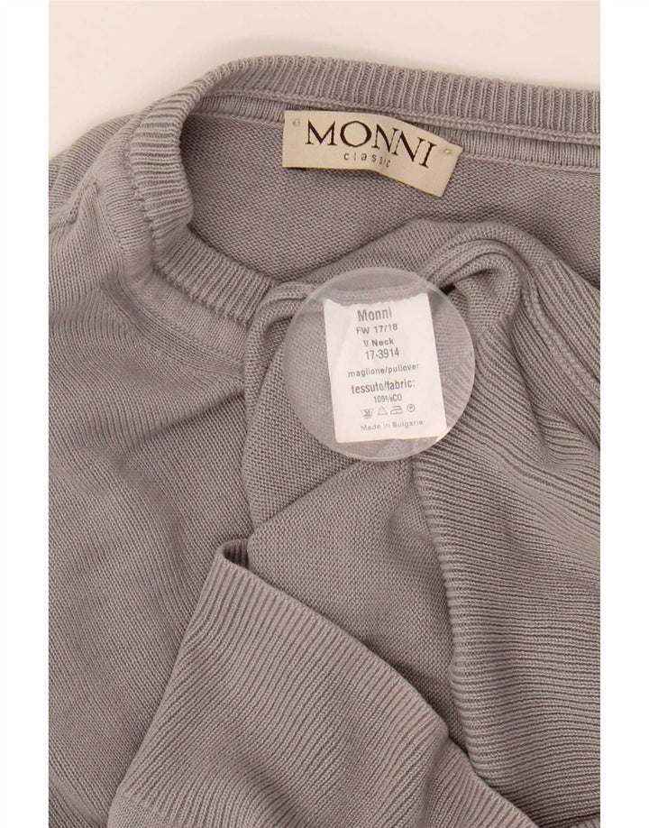 Vintage herre V-hals sweater stor grå bomuld