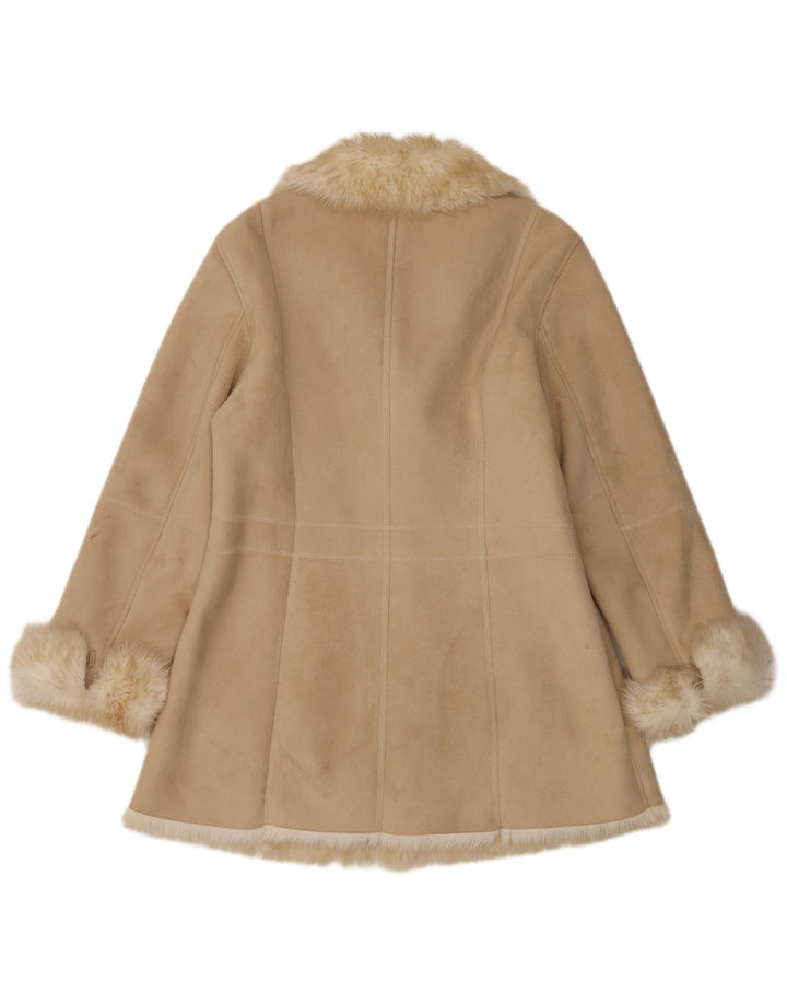 Gerry Weber Dame Oversized Sherpa Overfrakke UK 12 Medium Beige Polyester