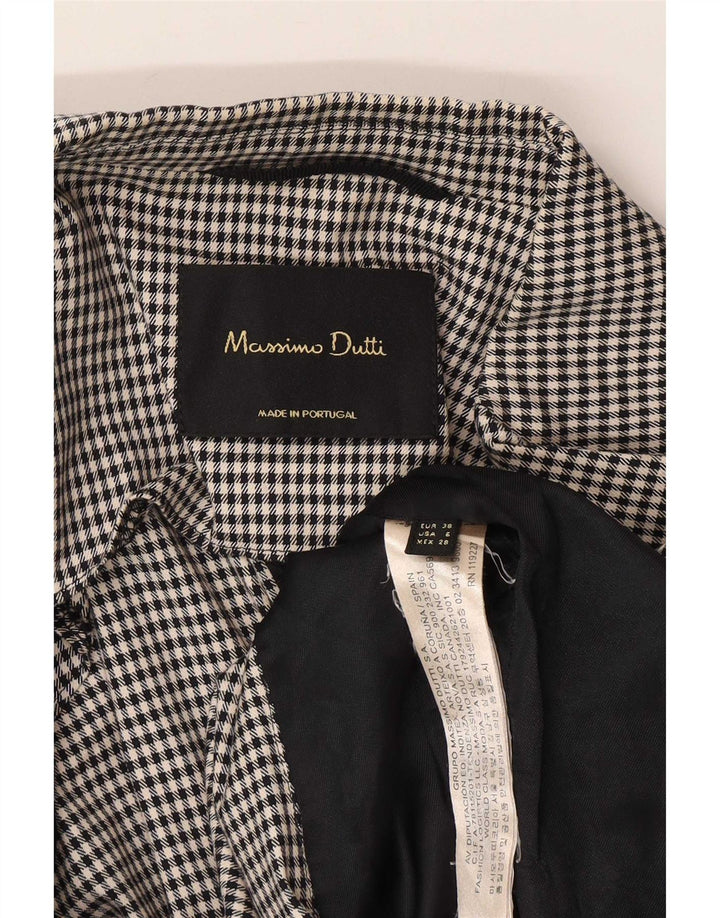 Massimo Dutti Dame 2 Button Blazer Jacket EU 38 Small Black Gingham