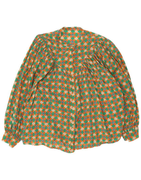 Vintage skjortebluse til kvinder med 3/4 ærmer UK 20 2XL Flerfarvet Geometric