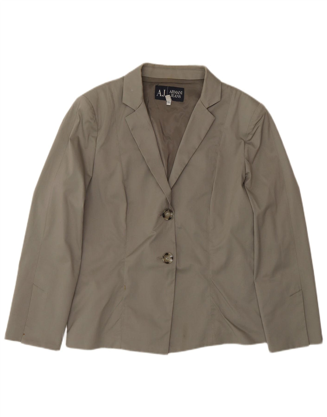 Armani Jeans Dame 2 Button Blazer Jacket US 14 XL Grå Bomuld