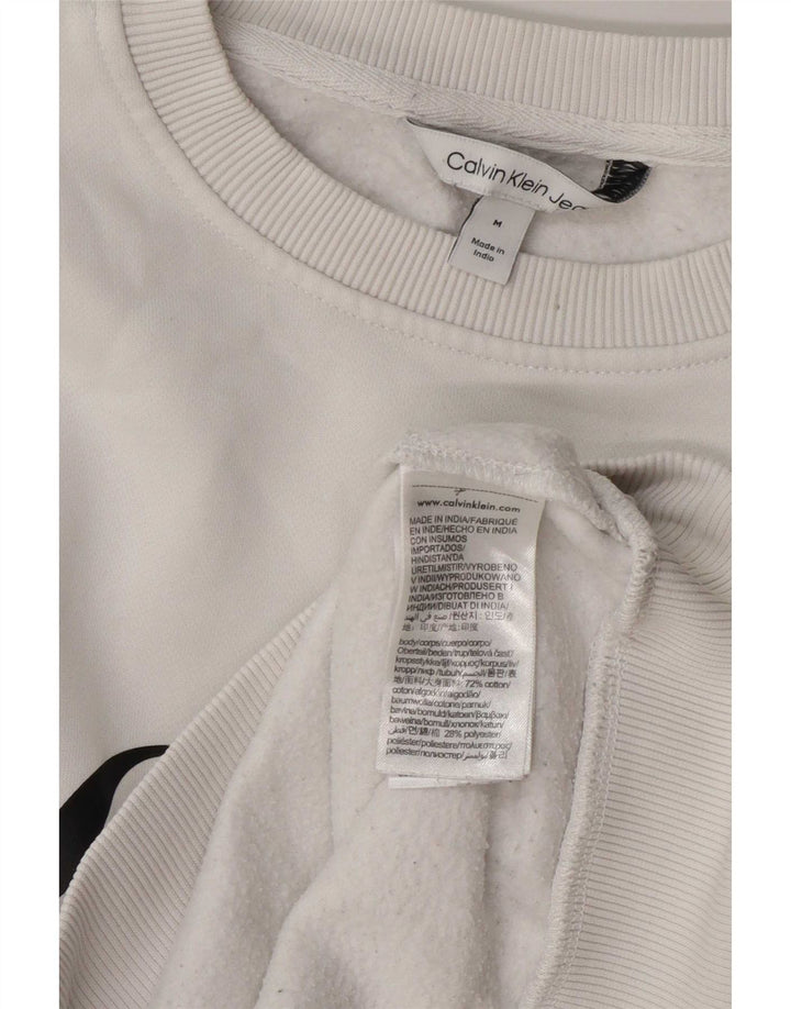 Calvin Klein Jeans Herre Grafisk Sweatshirt Jumper Medium Hvid Bomuld