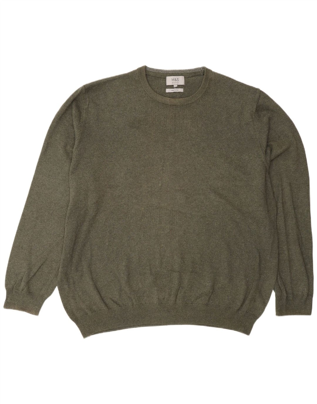 Marks & Spencer Herre sweater med rund hals 2XL grøn bomuld