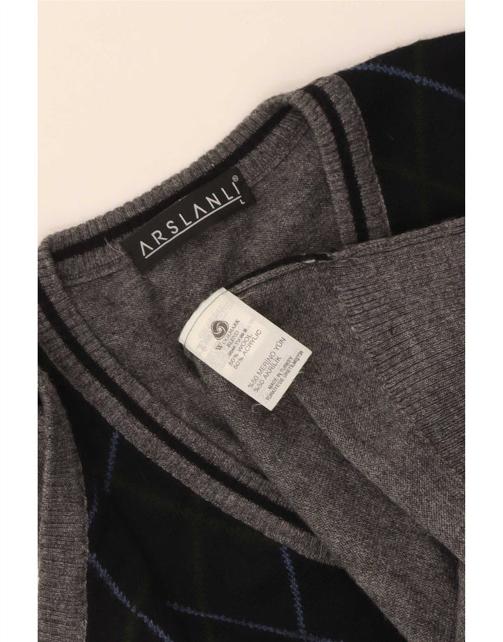 Arslanli Herrevest Tank Top Large Navy Blue Argyle/Diamond Wool