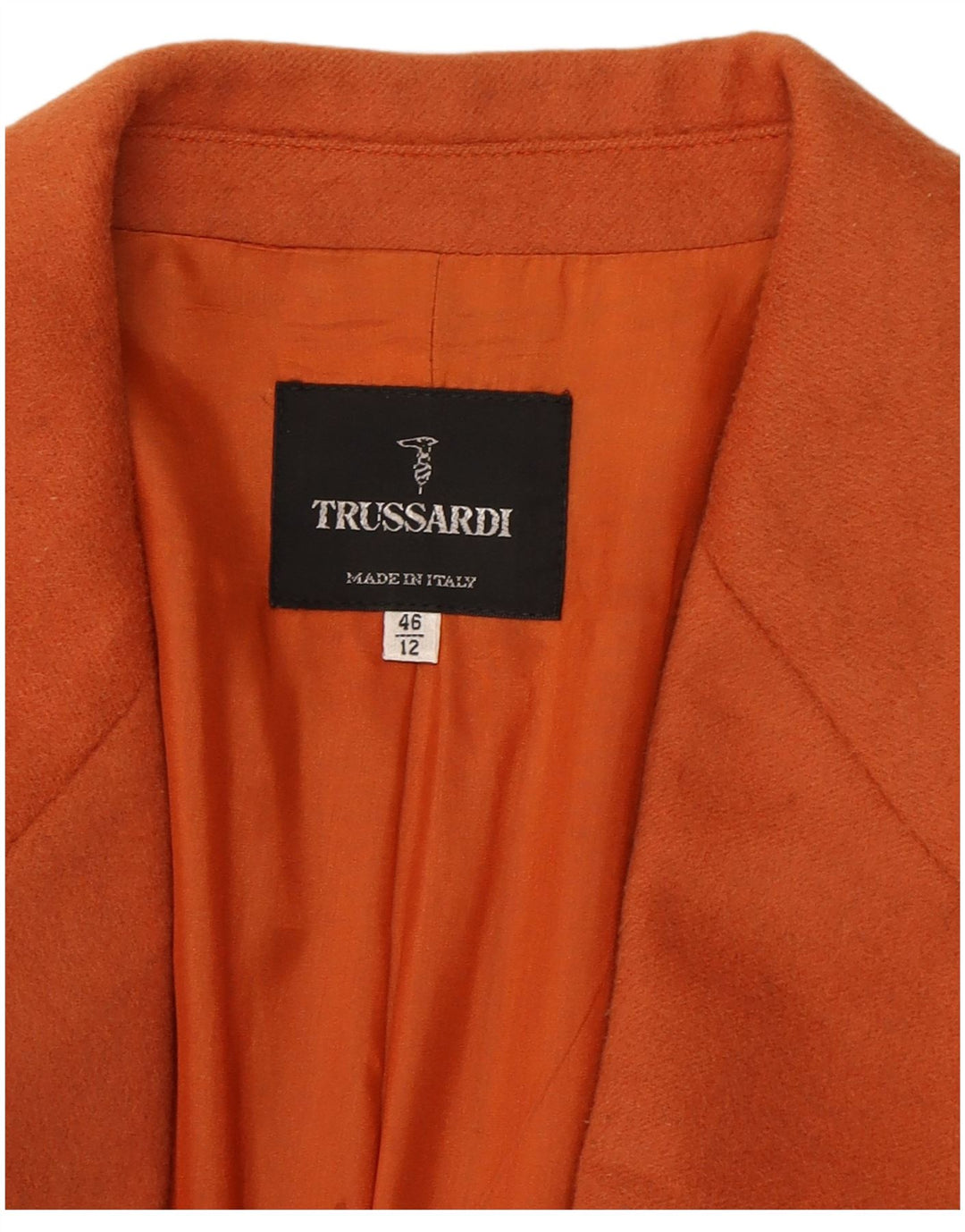 TRUSSARDI Womens 3/4 Sleeve Blazer Jacket UK 12 Medium Orange