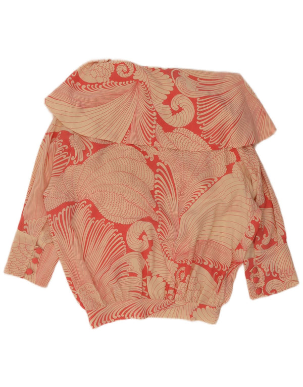 Vintage skjortebluse til kvinder med 3/4 ærmer UK 16 Stor rød Paisley