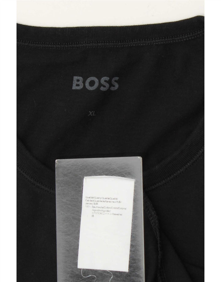 Hugo Boss Herre T-Shirt Top XL Sort Bomuld