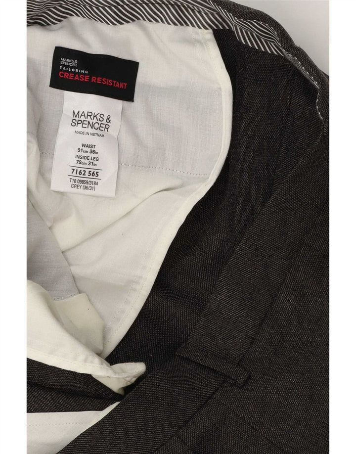 Marks & Spencer Straight Suit Bukser til mænd W36 L31 Grå polyester