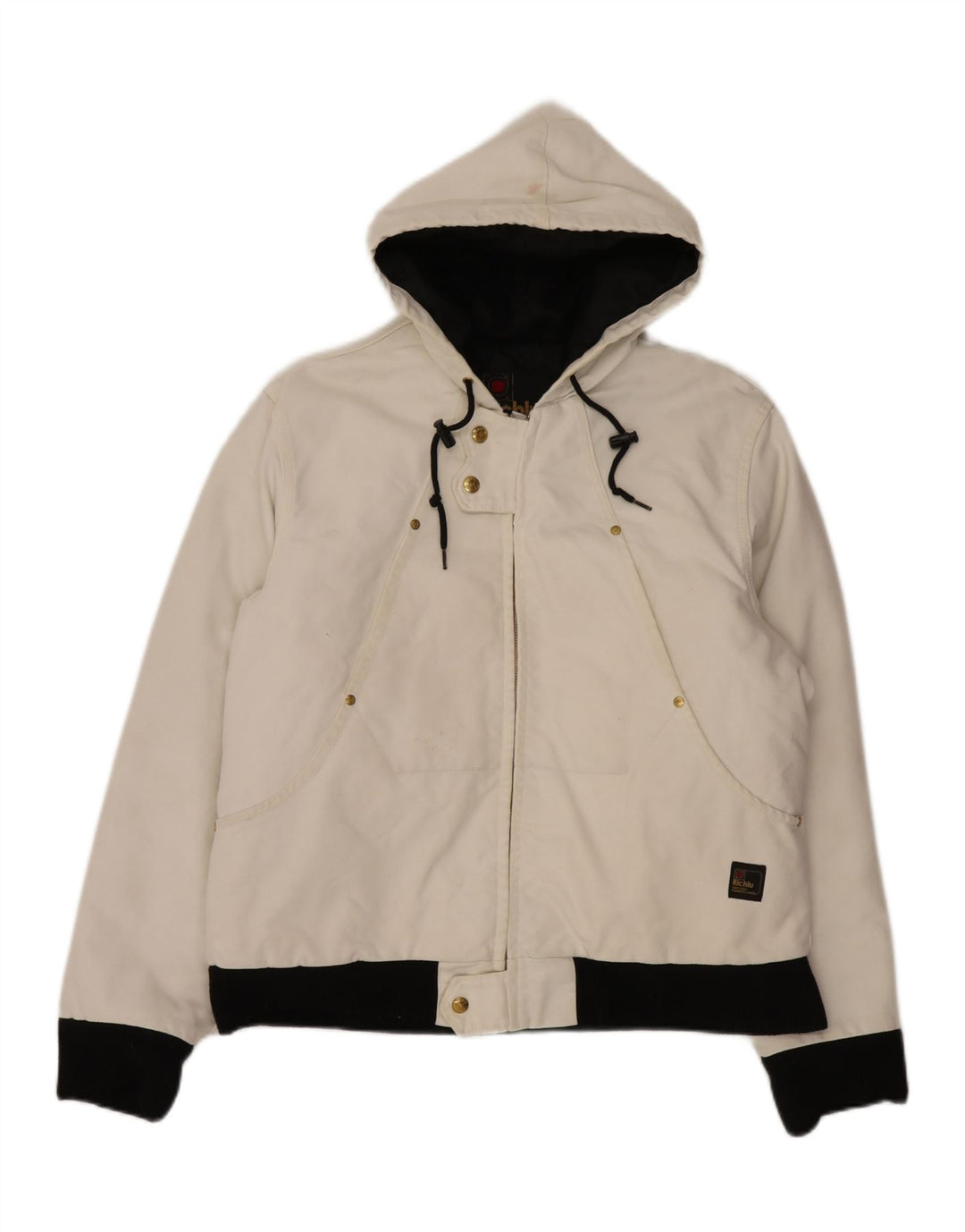 Richlu Herre Hooded Bomber Jacket UK 40 Large Off White Bomuld