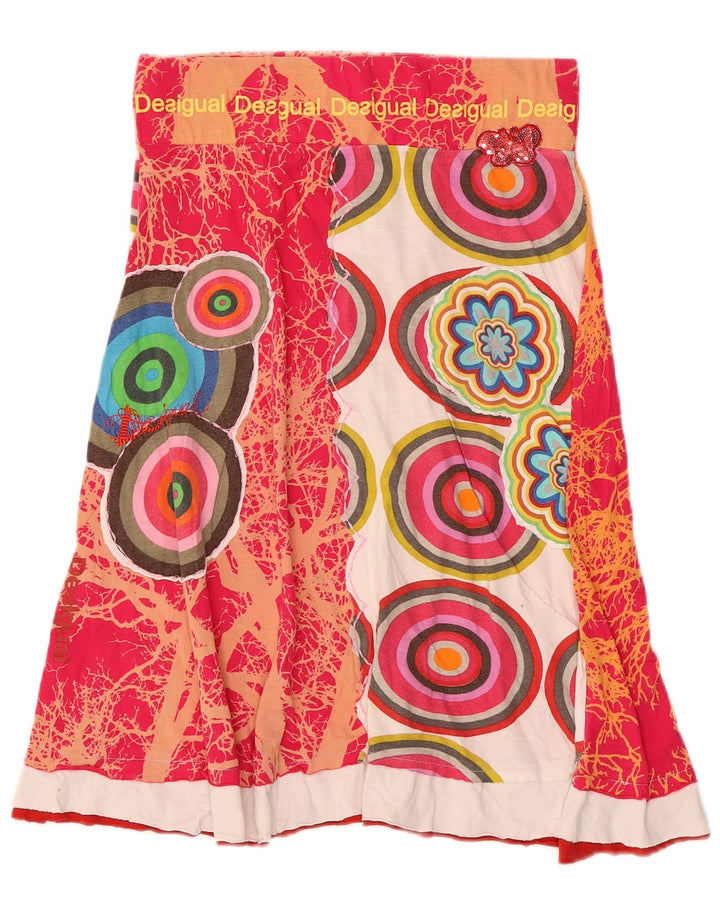 Desigual Kvinders Grafisk A-Line nederdel Lille W28 Pink Floral Bomuld