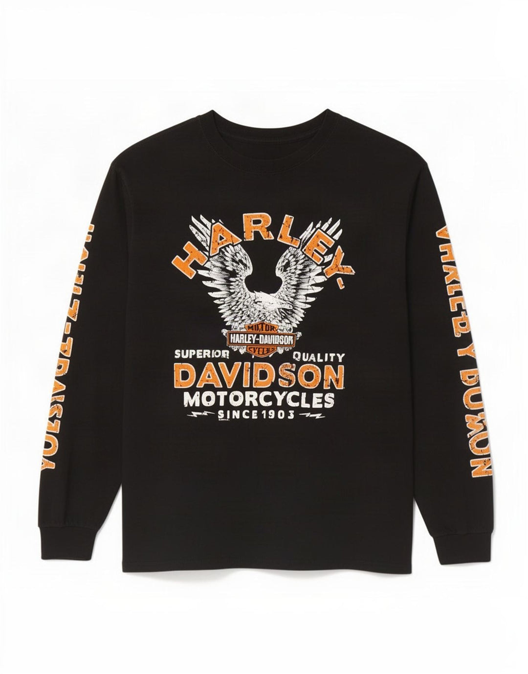 Harley Davidson Herre grafisk top langærmet stor sort bomuld