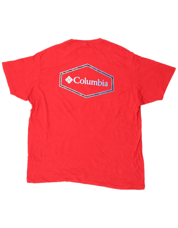 Columbia Herre Grafisk T-Shirt Top XL Rød Bomuld