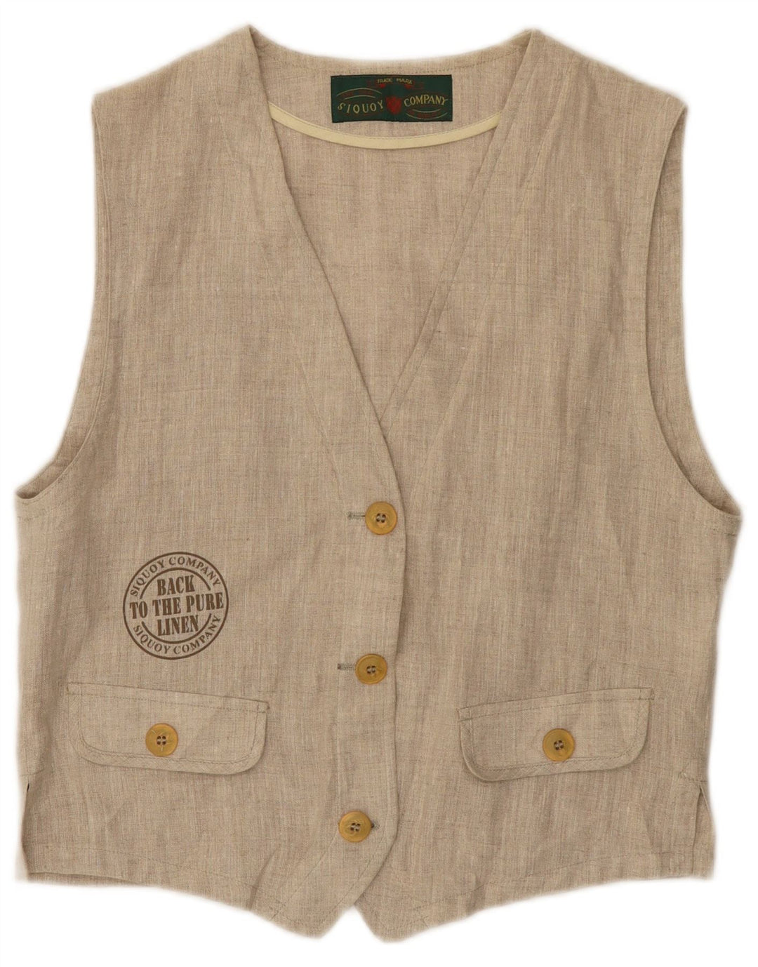 Vintage damevest UK 8 Lille beige hør