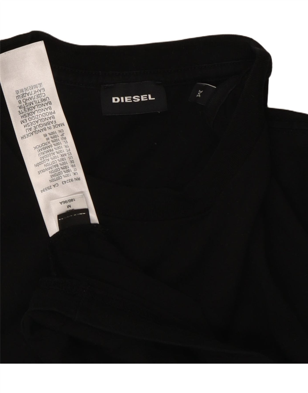 DIESEL Herre T-Shirt Top Medium Sort Bomuld