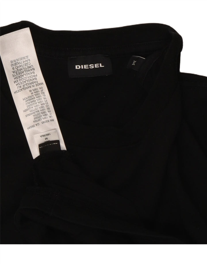 DIESEL Herre T-Shirt Top Medium Sort Bomuld