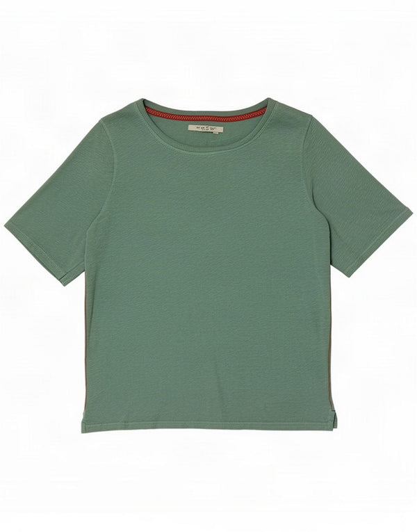 White Stuff Dame T-Shirt Top UK 12 Medium Green Cotton