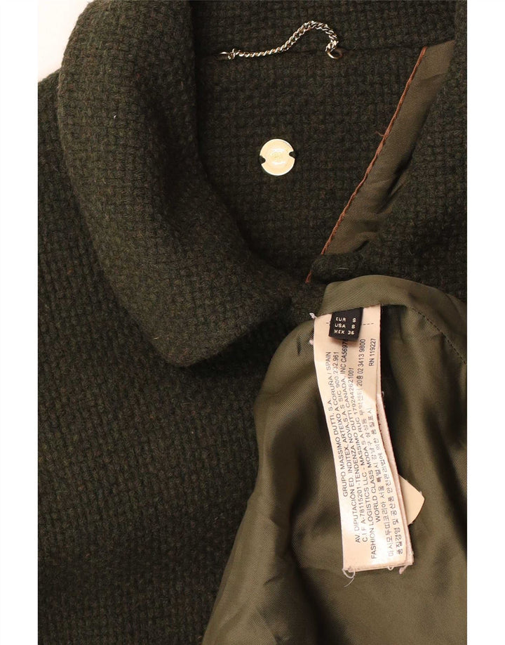 Massimo Dutti Dame Oversized Overfrakke UK 10 Small Khaki Wool