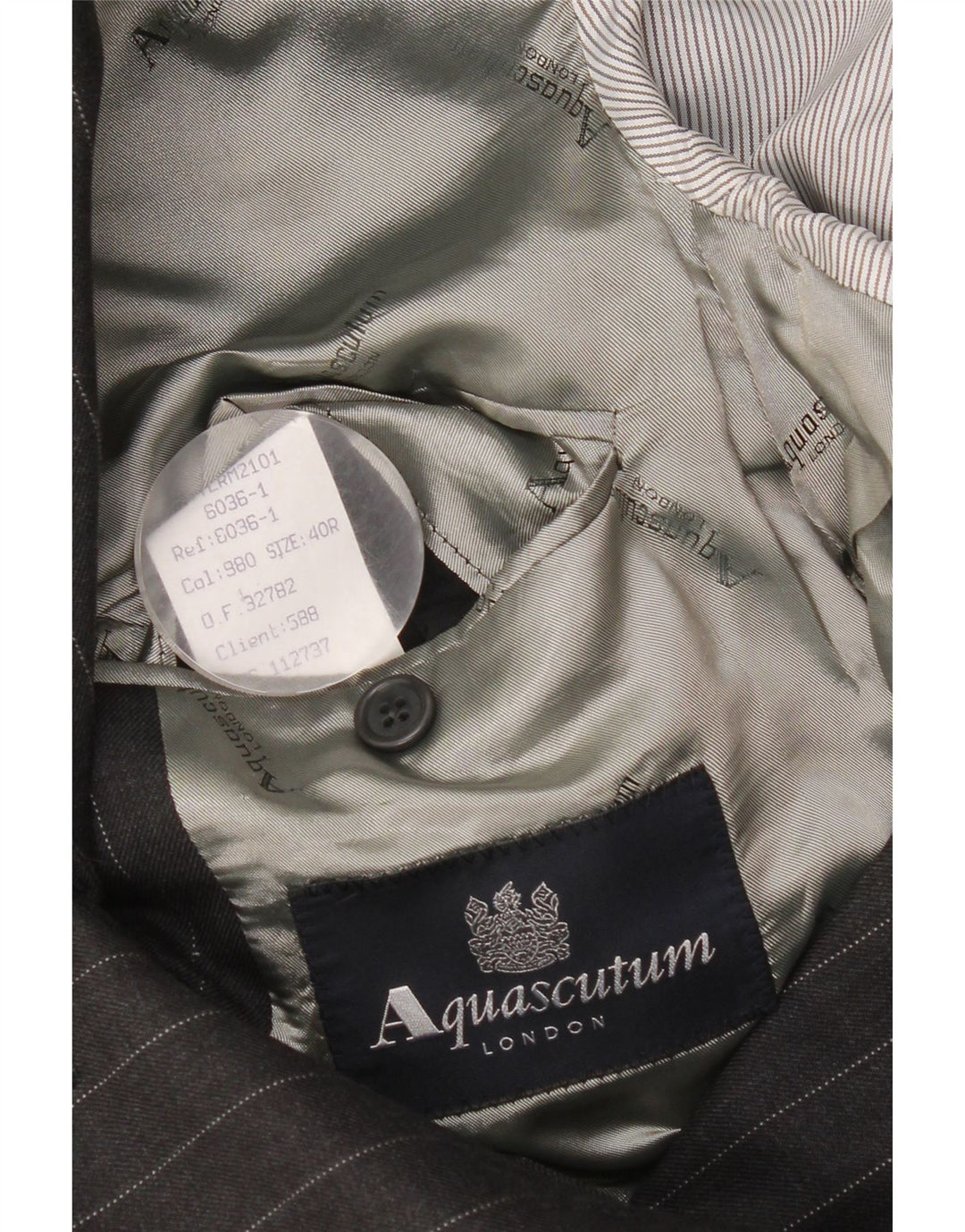 Aquascutum Herre 3-knaps blazerjakke UK 40 Stor grå nålestribet uld