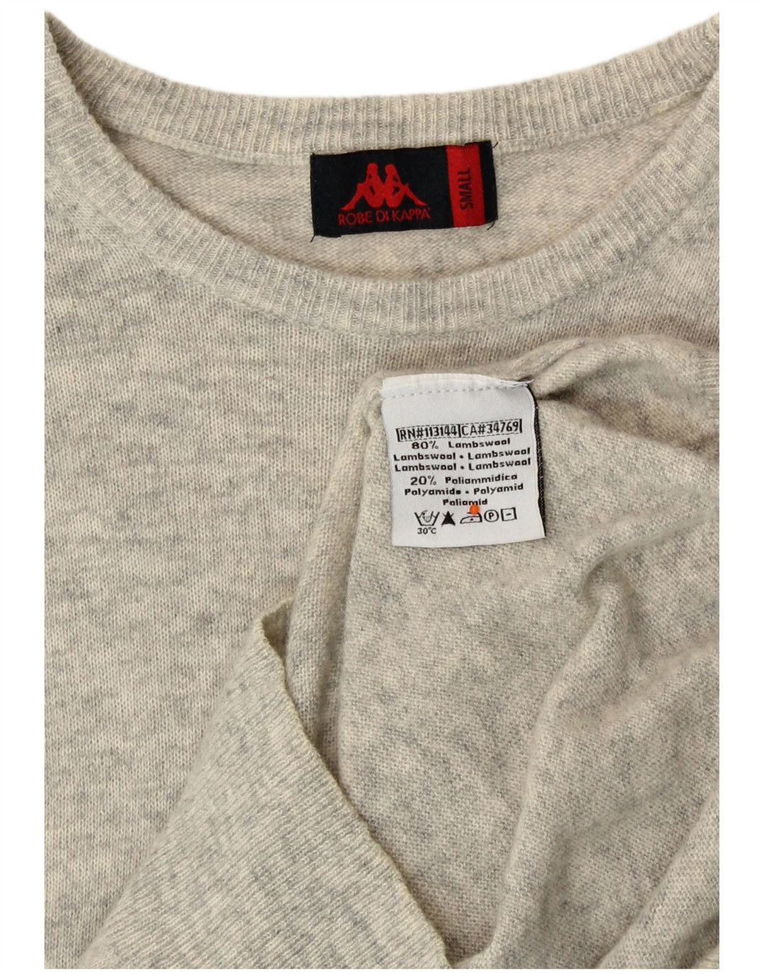 KAPPA Herre Boat Neck Jumper Sweater Lille Grå Flecked Lammeuld