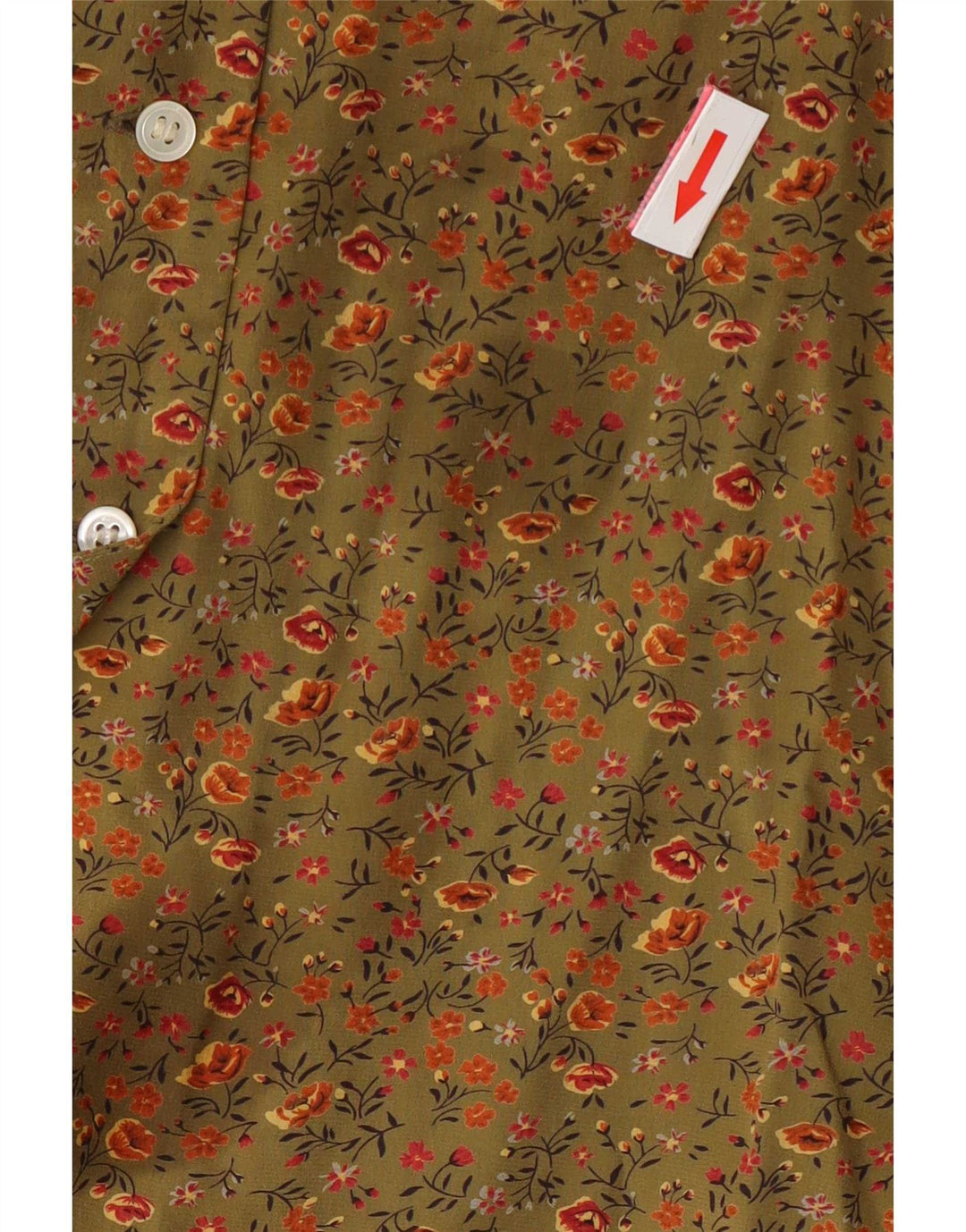Ballon dameskjorte bluse EU 38 Medium Khaki Floral Silke