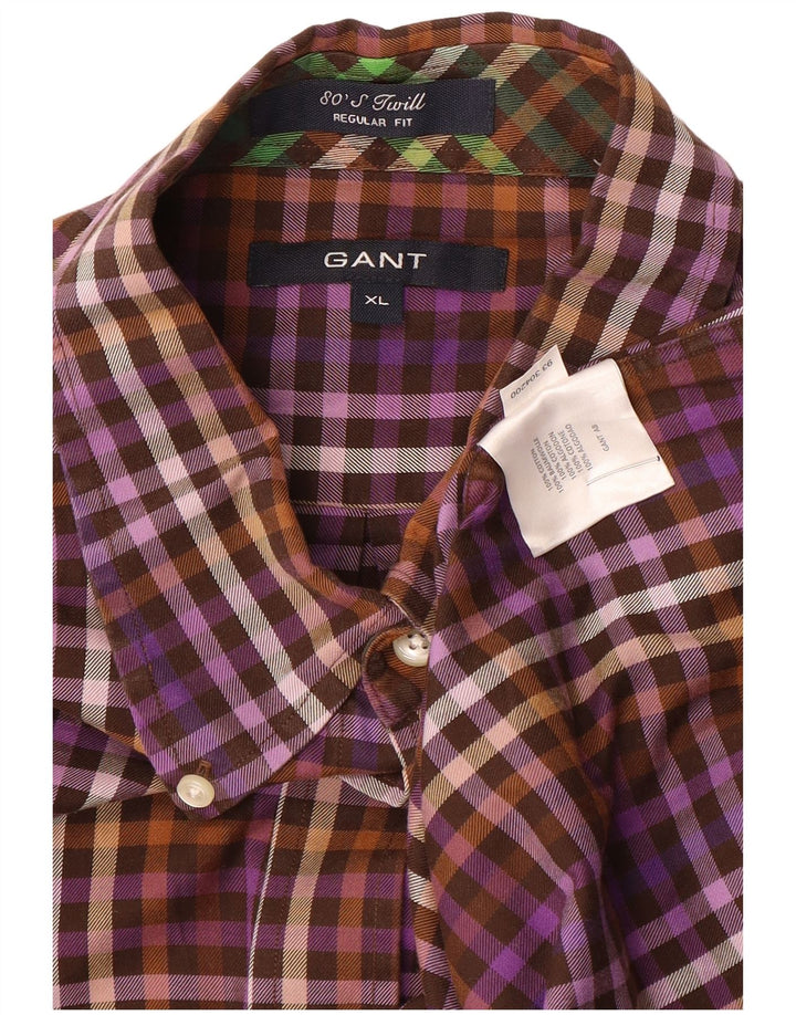 Gant Herre Regular Fit skjorte XL Lilla Gingham Cotton