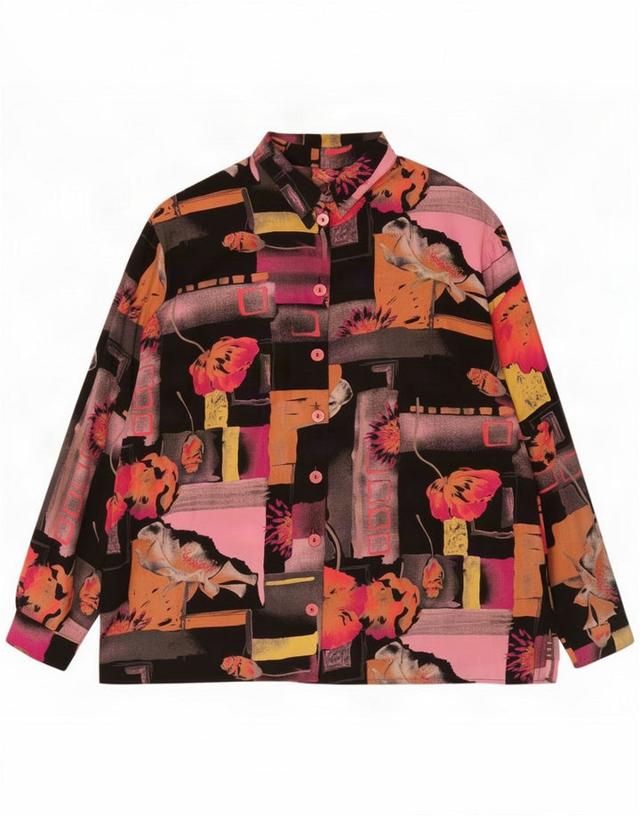 Vintage dameskjortebluse UK 18 XL Flerfarvet patchwork