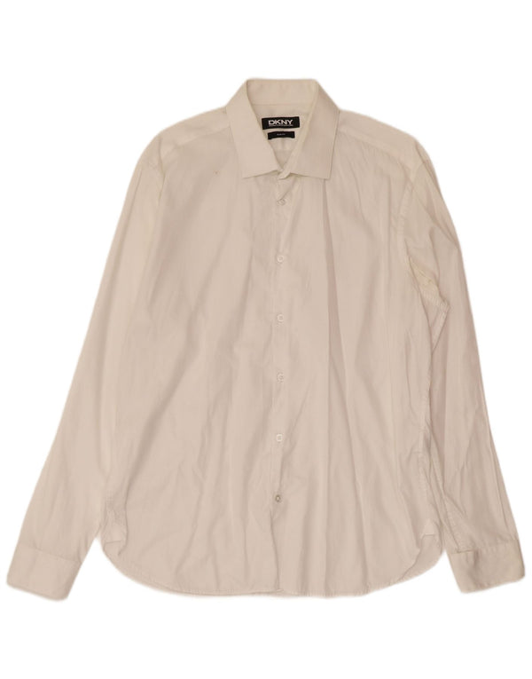 Dkny Herre Slim Fit Skjorte Medium Hvid Bomuld