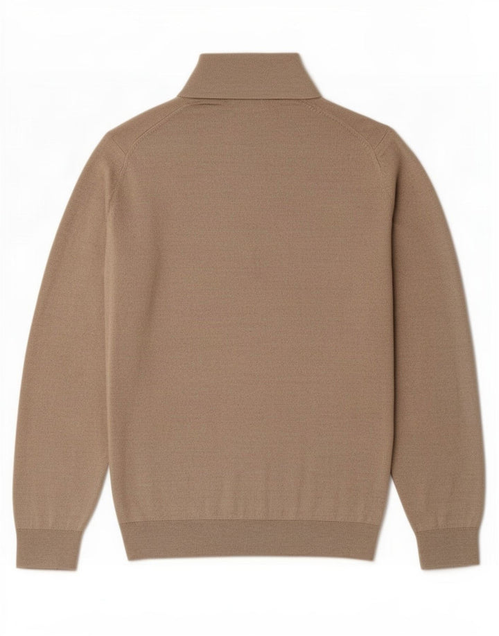 Reiss Herre Zip Neck Jumper Sweater Stor Beige Akryl