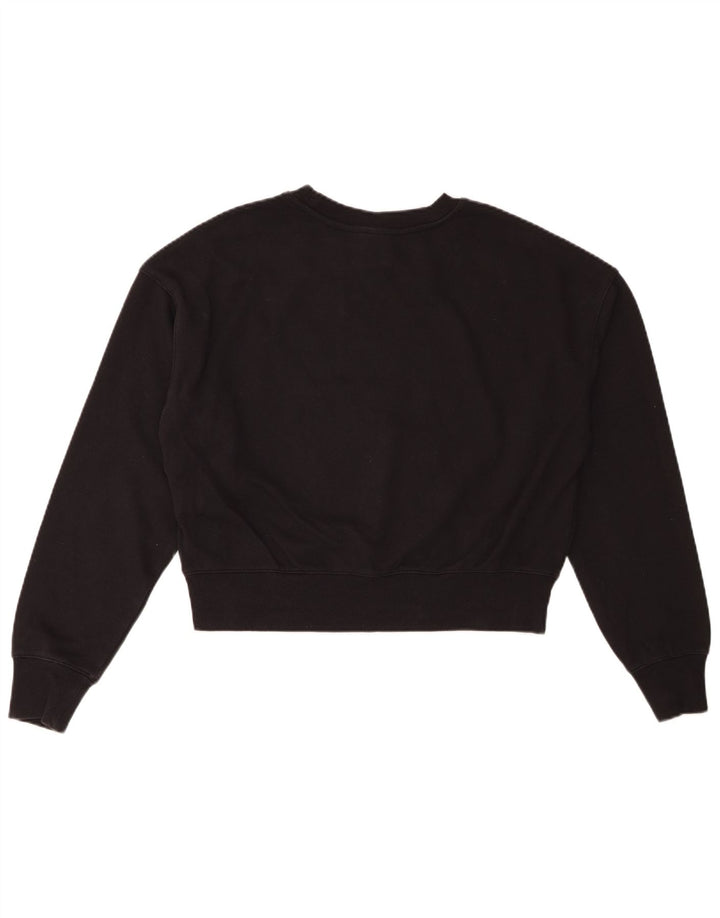 CHAMPION Womens Crop Sweatshirt Jumper UK 16 Large Black Cotton