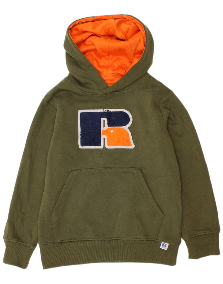 Russell Athletic Boys Grafisk Hoodie Jumper 7-8 år Lille Khaki Polyester