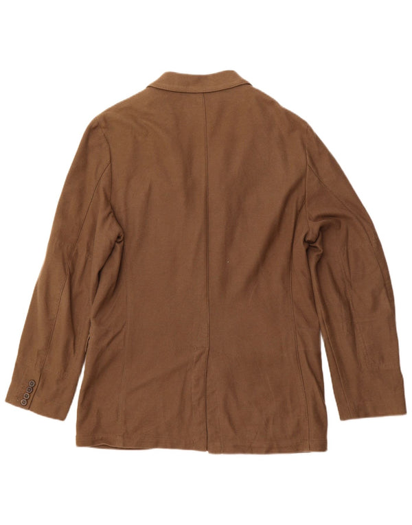 MASSIMO DUTTI Herre 3-knaps blazerjakke UK 40 Stor brun bomuld