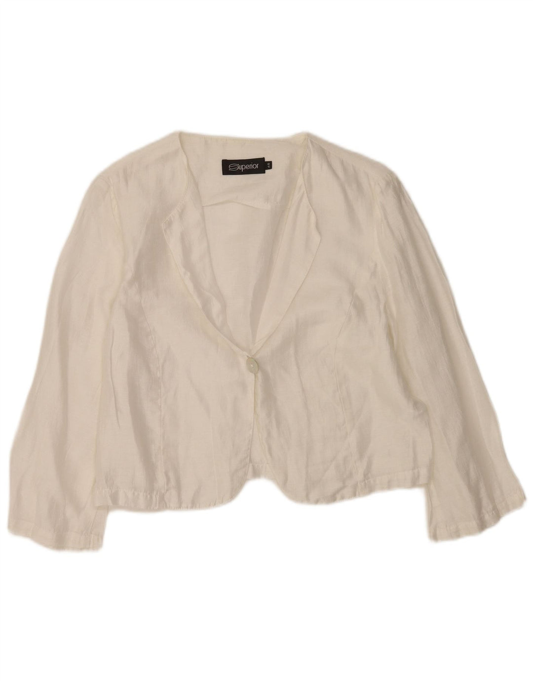 Superior Dame 3/4 ærmet Bolero Top IT 46 Stor Hvid Hør