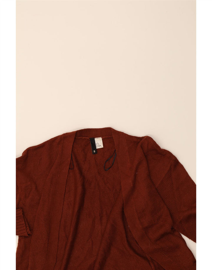 VINTAGE Womens Oversized Open Cardigan Sweater UK 10 Small Brown Acrylic Vintage Vintage and Second-Hand Vintage from Messina Hembry 