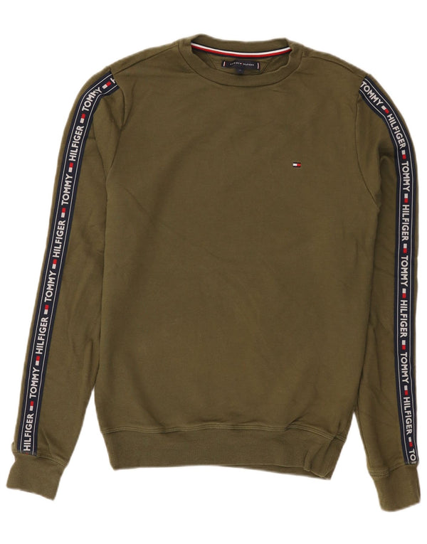 Tommy Hilfiger Herre Grafisk Sweatshirt Jumper Small Khaki Bomuld
