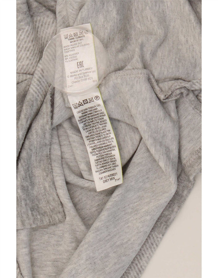Marks & Spencer Womens Top 3/4 Sleeve UK 8 Small Grey Geometric Polyester