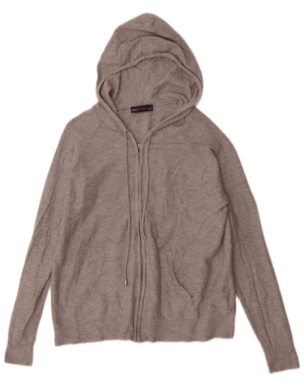 Marks & Spencer Dame hættecardigan sweater UK 10 Small Grey Viscose