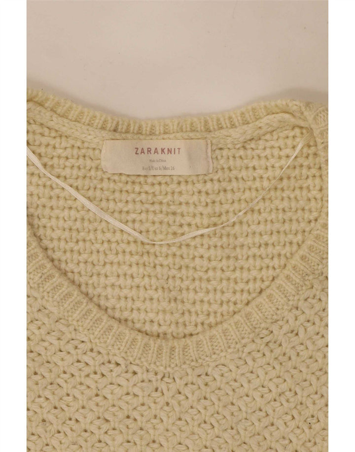 Zara Dame Oversized V-hals sweater UK 10 Small Off White