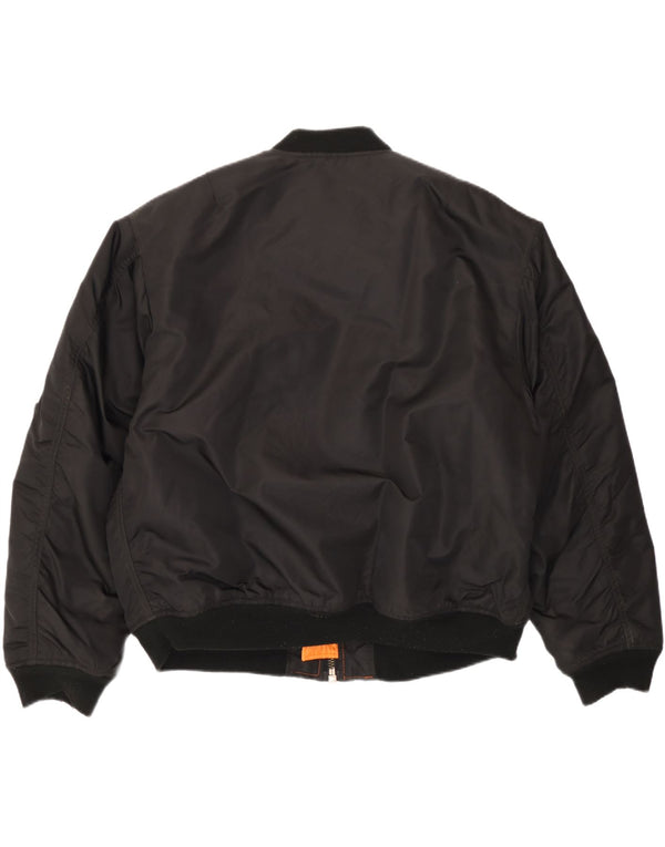 Vintage Bomberjakke til mænd IT 52/54 XL Sort Nylon