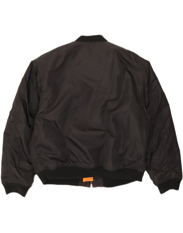 Vintage Bomberjakke til mænd IT 52/54 XL Sort Nylon