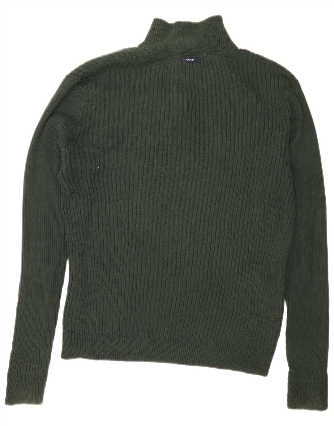 Nautica Herre Button Neck Jumper Sweater Stor Grøn Bomuld