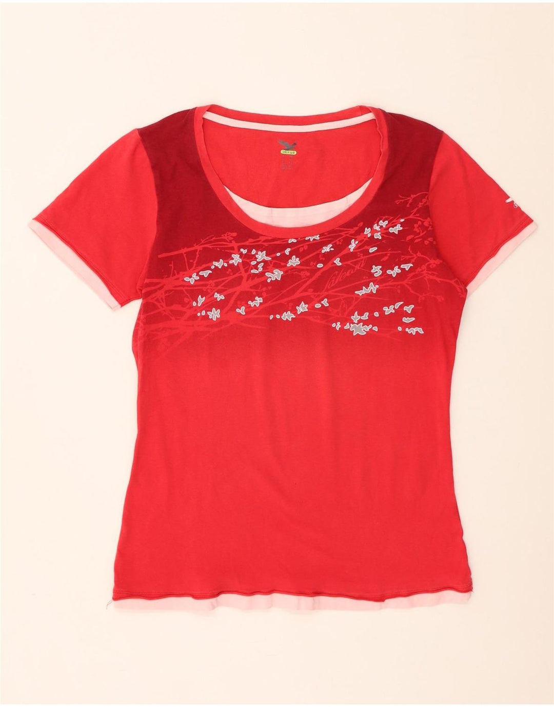 SALEWA Dame T-Shirt Top UK 14 Medium Red Floral