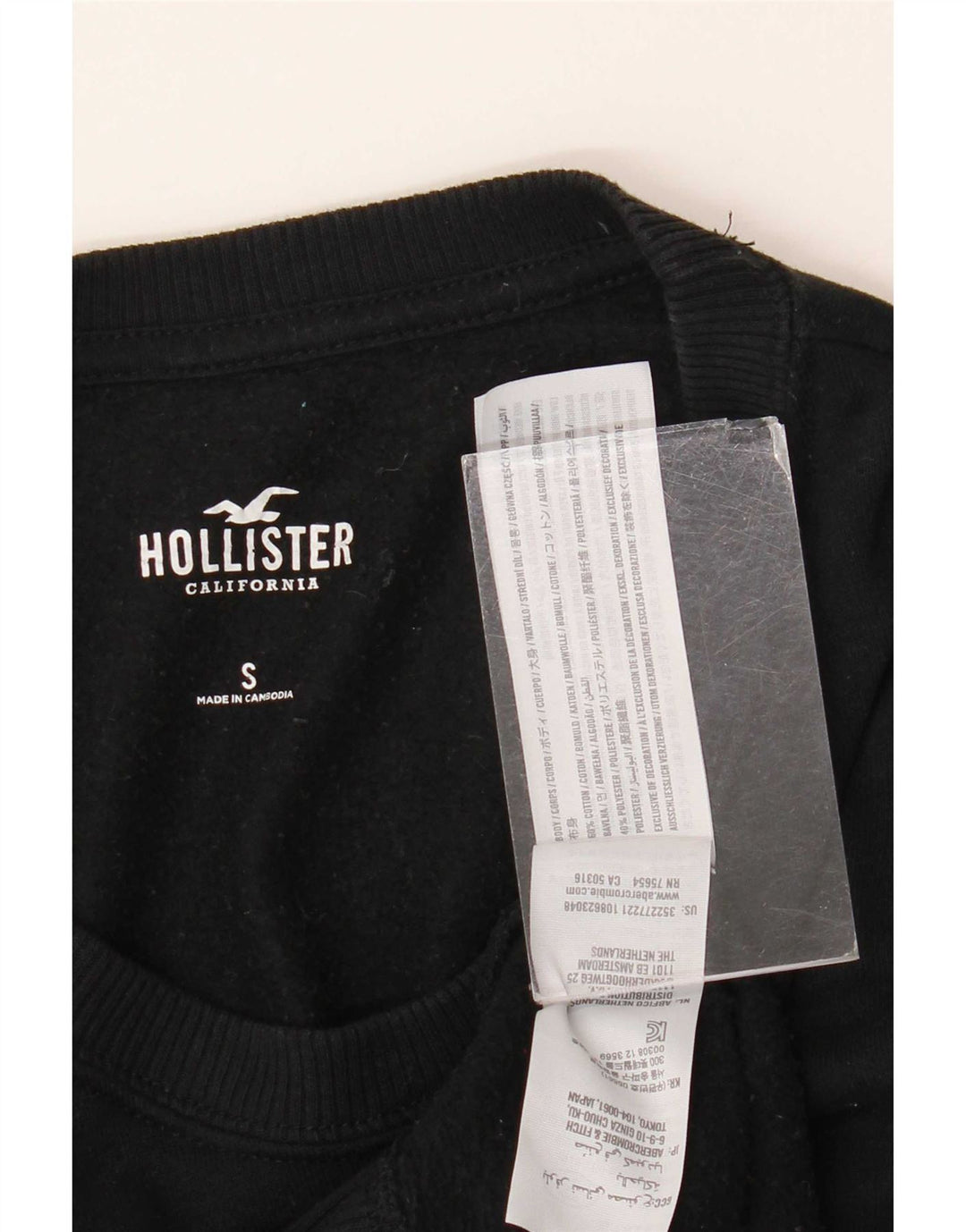 Hollister Sweatshirt til mænd, lille sort bomuld