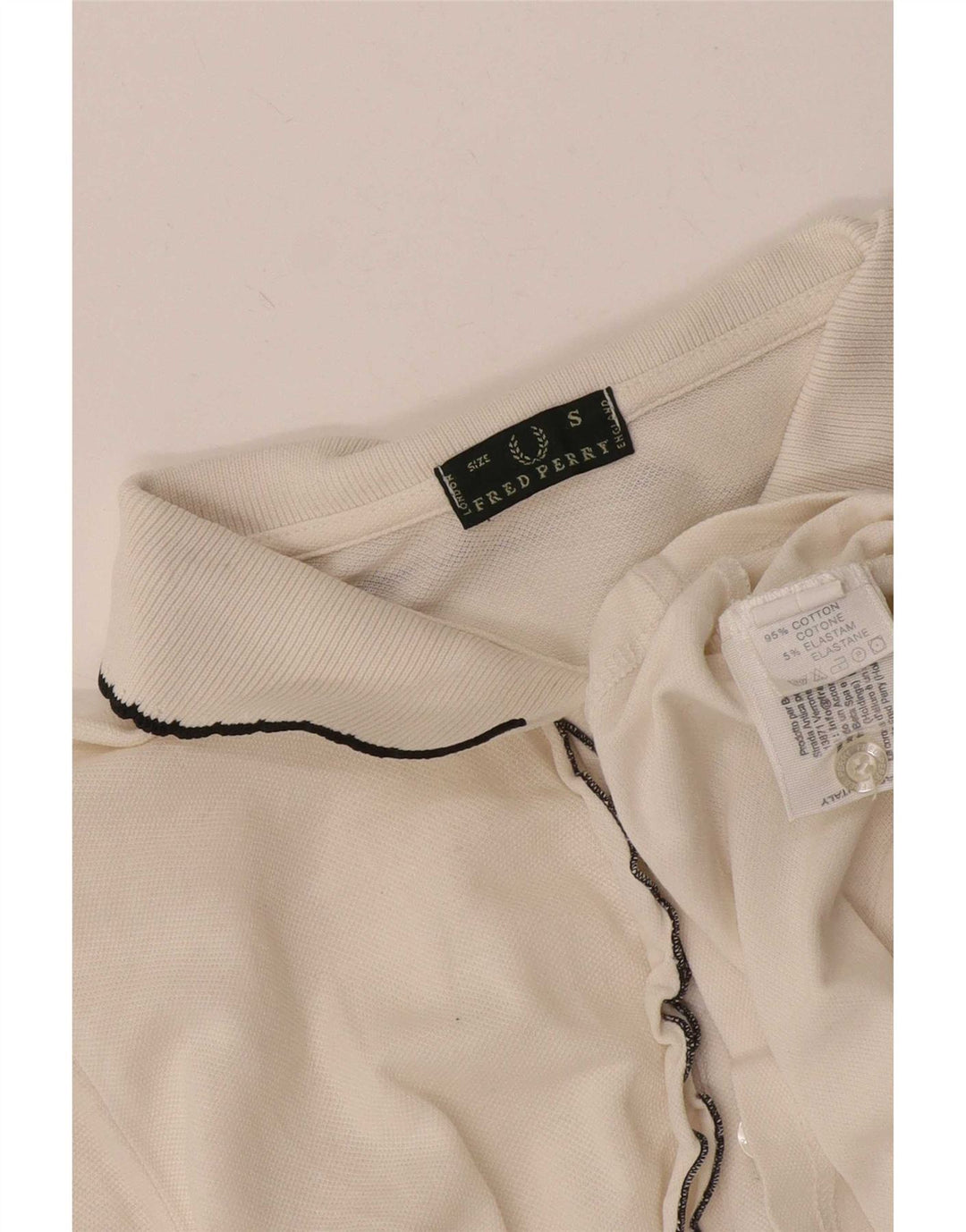 Fred Perry Dame Polo Shirt UK 10 Small Off White Bomuld