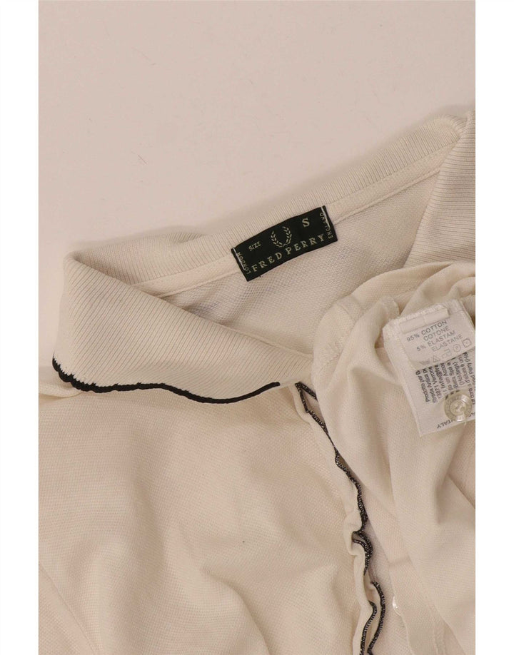 Fred Perry Dame Polo Shirt UK 10 Small Off White Bomuld