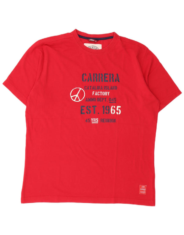 Carrera Herre Grafisk T-Shirt Top XL Rød Bomuld