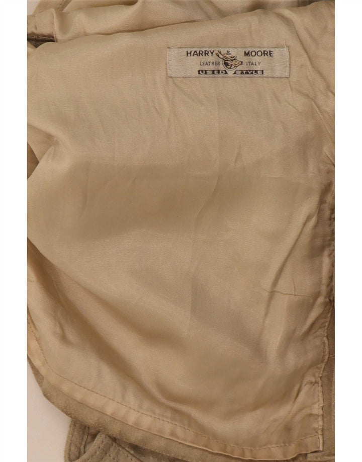 Vintage Herre ruskind Utility Gilet IT 48 Medium Beige Læder
