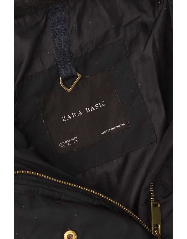 Zara hættejakke til kvinder UK 18 XL marineblå polyester