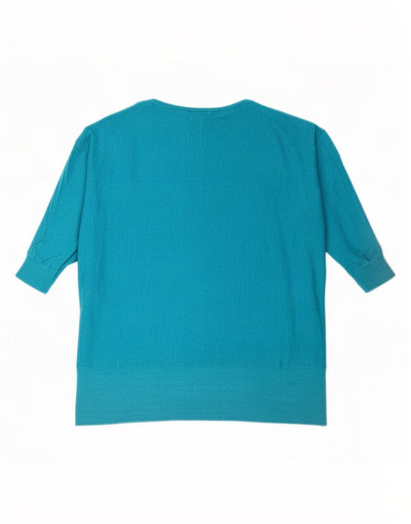 Phase Eight Dame 1/2-ærmet oversize bluse Top UK 14 Medium Blue Linen